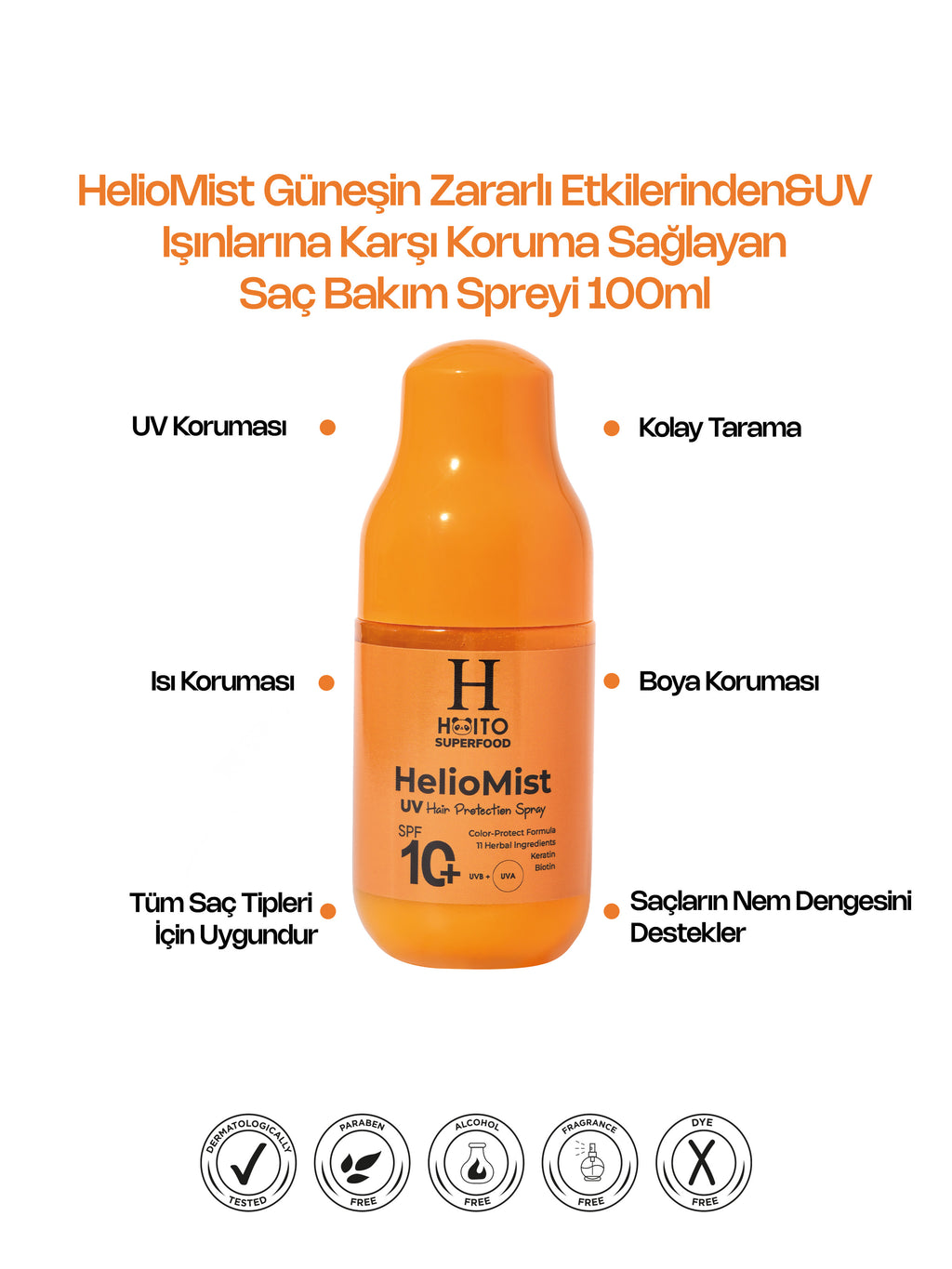 HelioMist Güneşin Zararlı Etkilerinden&UV Işınlarına Karşı Koruma Sağlayan Saç Bakım Spreyi 100ml
