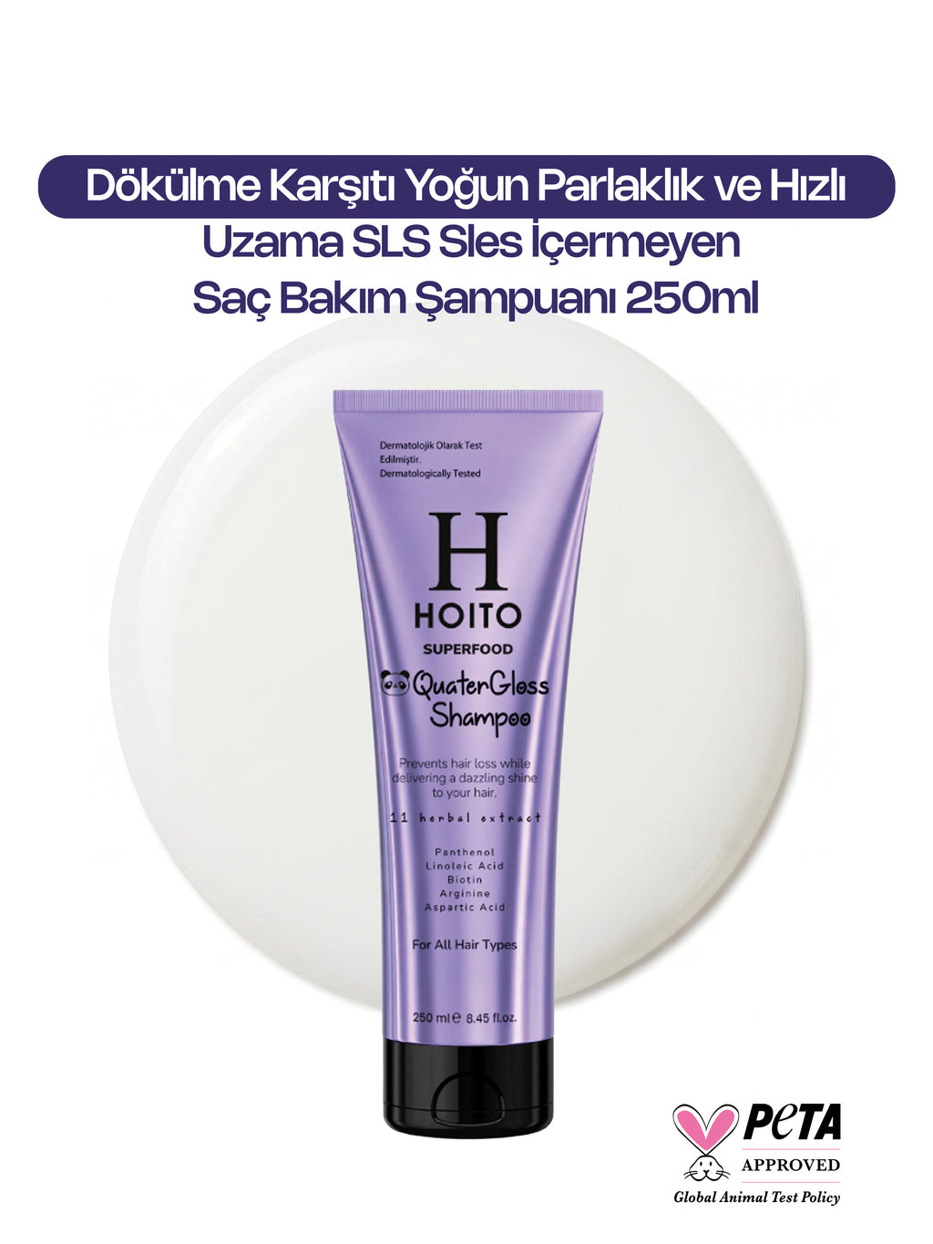 Dökülme Karşıtı Yoğun Parlaklık ve Hızlı Uzama Tuz SLS Sles İçermeyen Saç Bakım Şampuanı 250ml
