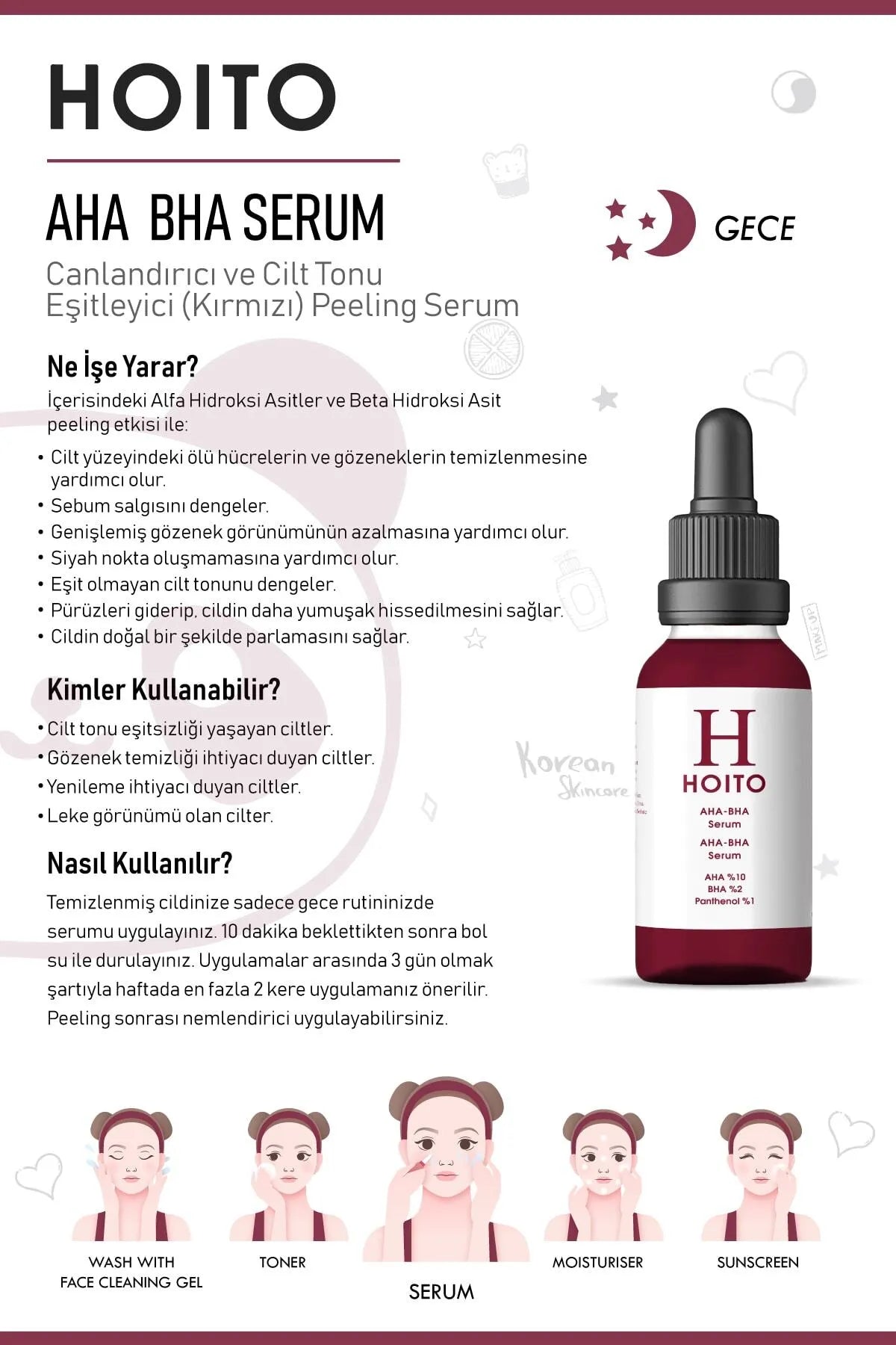 Yenileyici & Dolgunlaştırıcı Onarıcı Cilt Bakım Rutini: AHA BHA Serum (30 ml) + Hyalüronik Asit Serum (30 ml)
