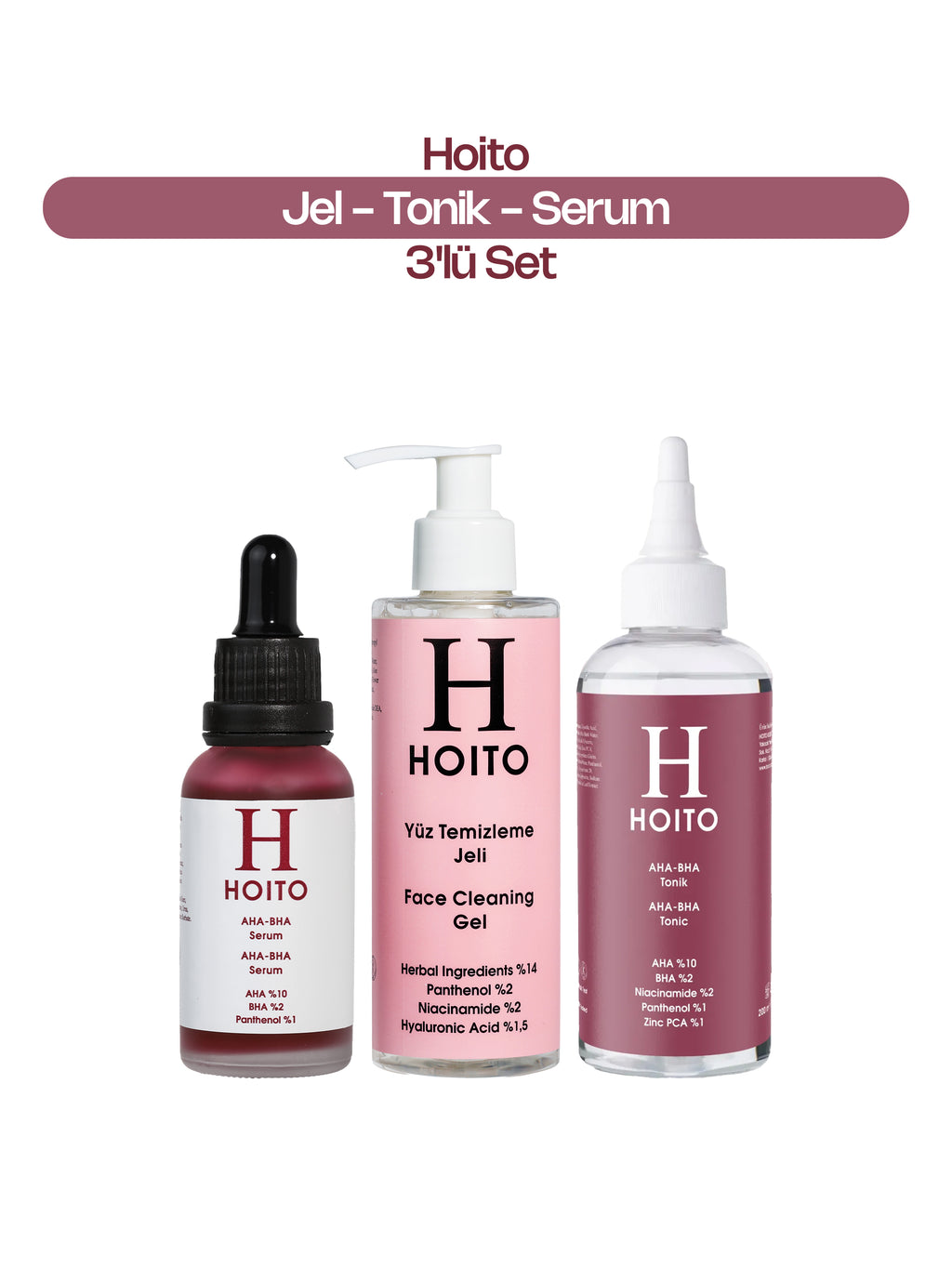 Yenileyici & Arındırıcı Gözenek Karşıtı Cilt Bakım Rutini: Yüz Temizleme Jeli (200 ml) + AHA BHA Tonik (200 ml) + AHA BHA Serum (30 ml)