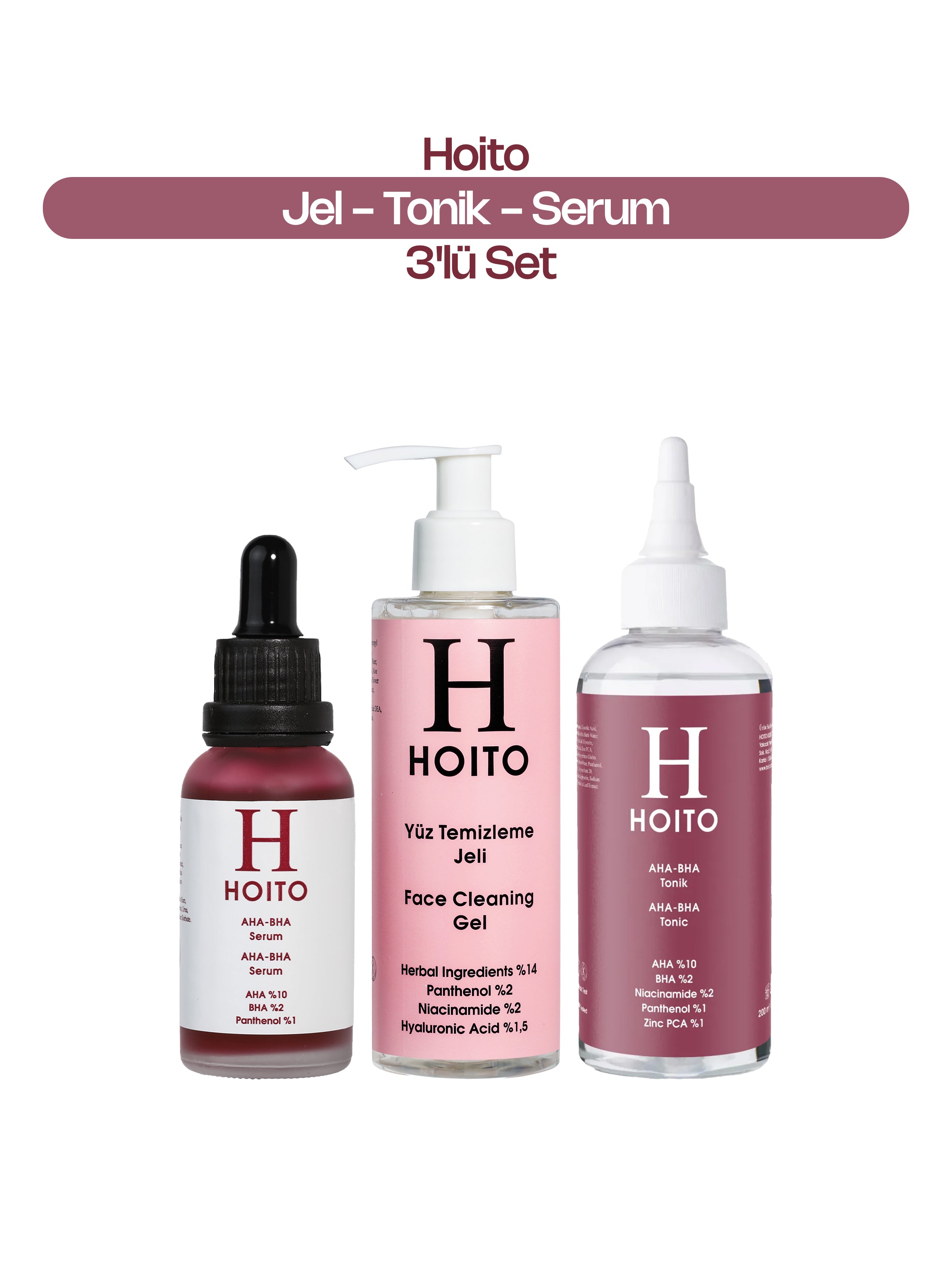 Yenileyici & Arındırıcı Gözenek Karşıtı Cilt Bakım Rutini: Yüz Temizleme Jeli (200 ml) + AHA BHA Tonik (200 ml) + AHA BHA Serum (30 ml)