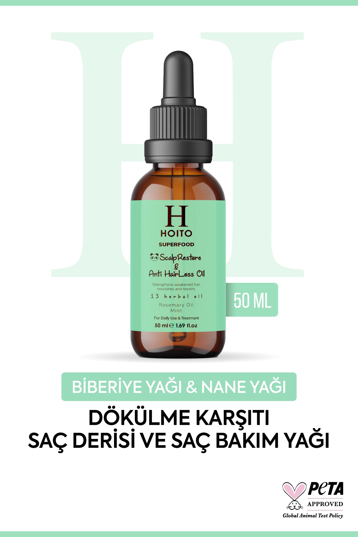 Saç Dökülmesi Karşıtı Hızlı Saç Uzatma Etkili Biberiye&Nane İçeren Saç ve Saç Derisi Bakım Yağı 50ml