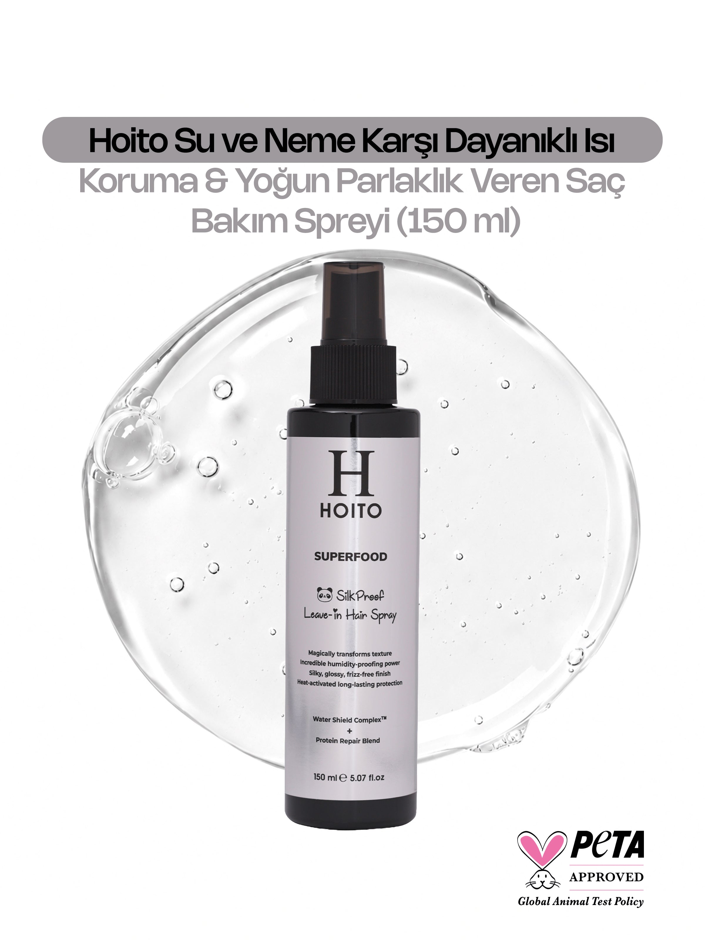 Su ve Neme Karşı Dayanıklı Isı Koruma Yoğun Parlaklık Kolay Tarama Sağlayan Saç Bakım Spreyi 150ml