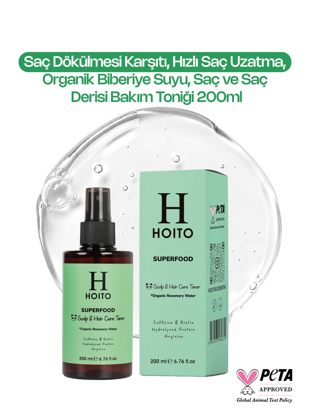 Saç Dökülmesi Karşıtı, Hızlı Saç Uzatma, Organik Biberiye Suyu, Saç ve Saç Derisi Bakım Toniği 200ml