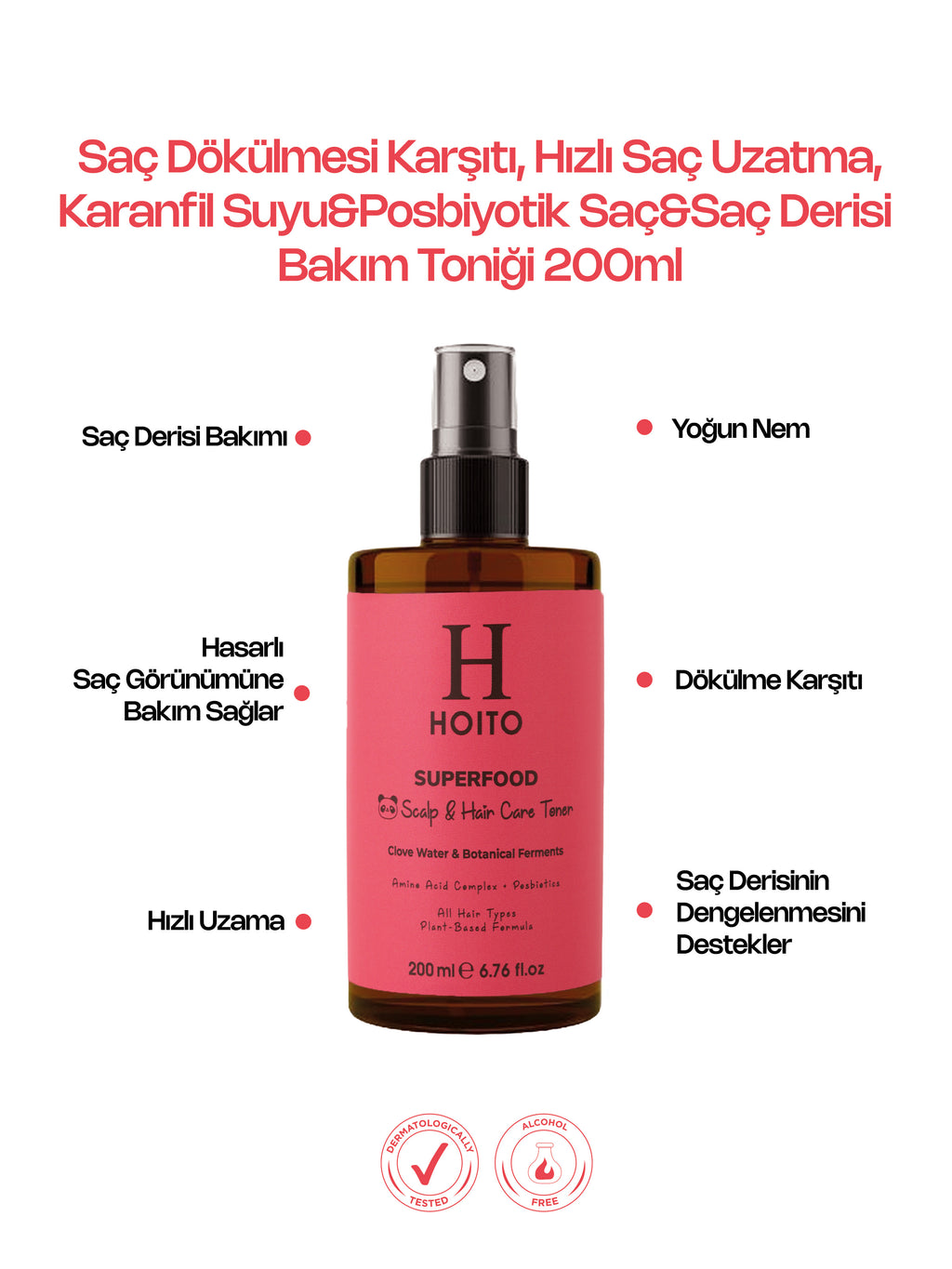 Saç Dökülmesi Karşıtı, Hızlı Saç Uzatma, Karanfil Suyu&Posbiyotik Saç&Saç Derisi Bakım Toniği 200ml
