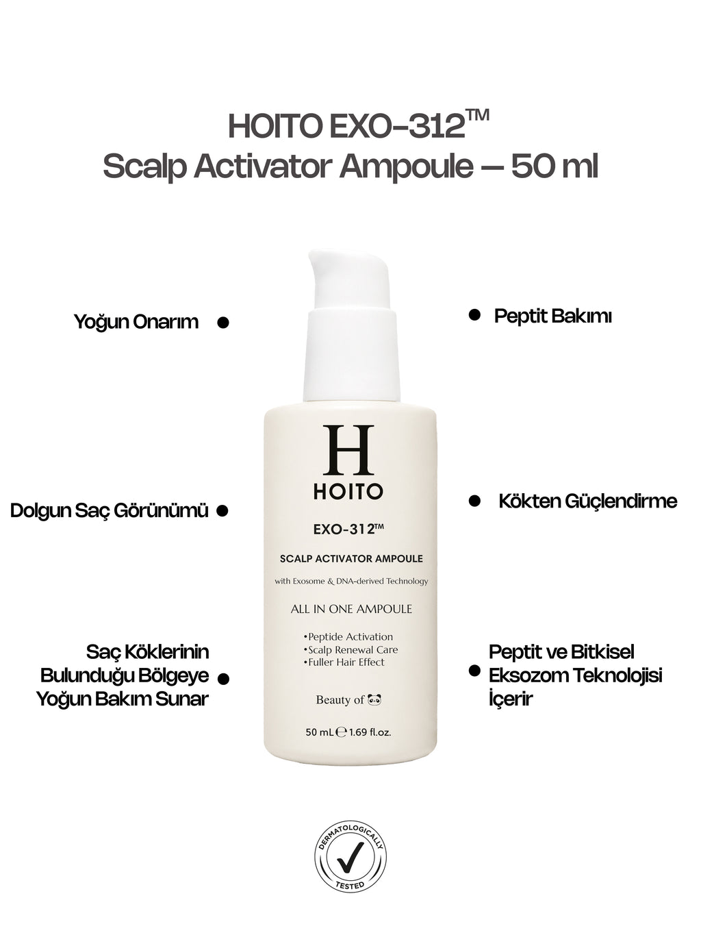 HOITO EXO-312™ Scalp Activator Ampoule – Peptit, Eksozom & DNA Teknolojili Saç Derisi Bakım Ampulü 50 ml