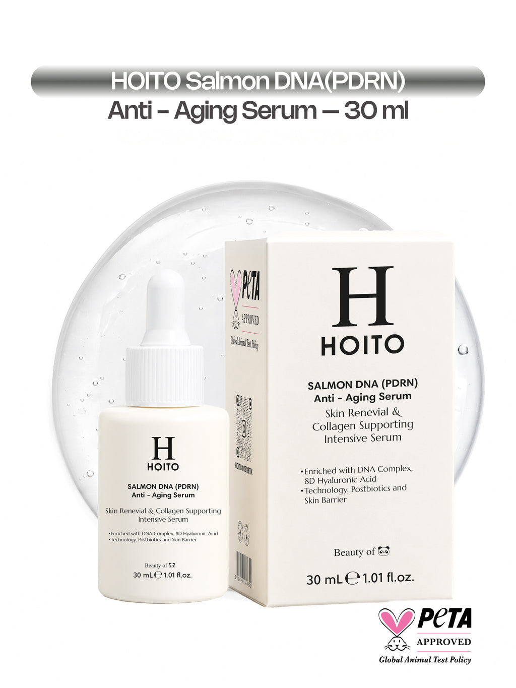 HOITO Salmon DNA (PDRN) Anti-Aging Serum – Cilt Yenilenmesini ve Kolajen Görünümünü Destekleyen Yoğun Bakım Serumu 30 ml