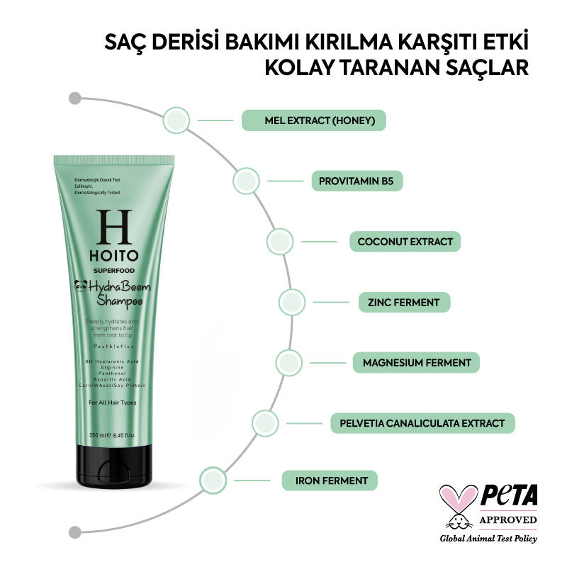 Yoğun Nemlendirme ve Parlaklık Hızlı Uzama Tuz SLS Sles İçermeyen Saç Bakım Şampuanı 250ml