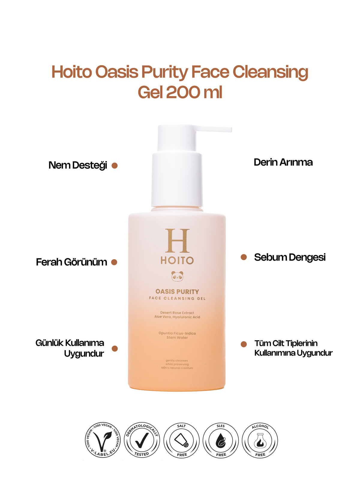 Oasis Purity Face Cleansing Gel – Hyaluronik Asit, Aloe Vera & Çöl Gülü İçeren Yüz Temizleme Jeli 200 ml