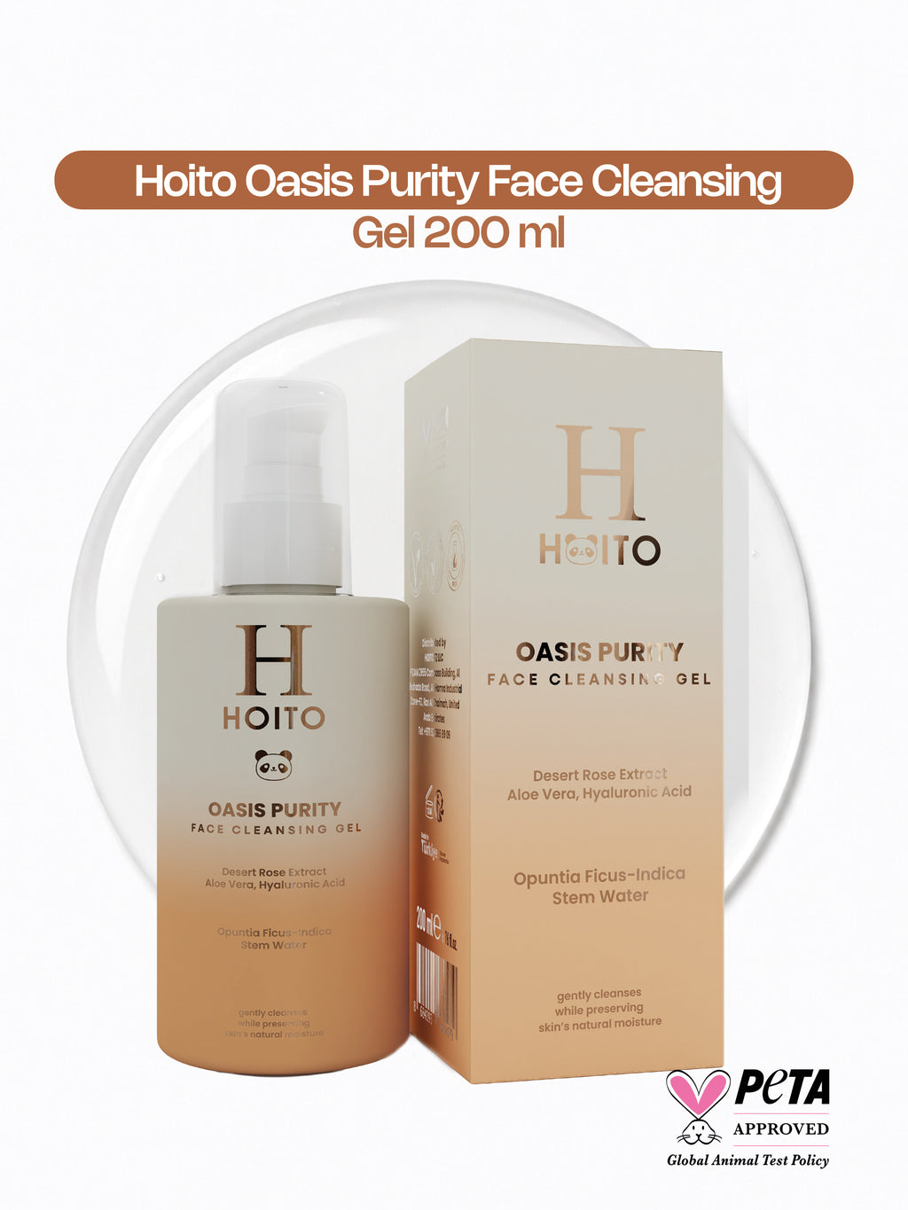 HOITO Oasis Purity Face Cleansing Gel – Hyaluronik Asit, Aloe Vera & Çöl Gülü İçeren Yüz Temizleme Jeli 200 ml
