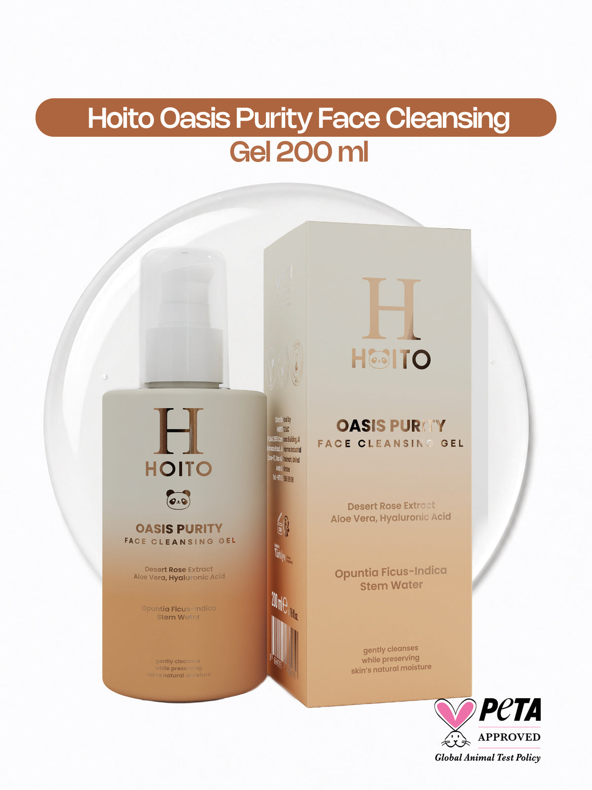 HOITO Oasis Purity Face Cleansing Gel – Hyaluronik Asit, Aloe Vera & Çöl Gülü İçeren Yüz Temizleme Jeli 200 ml