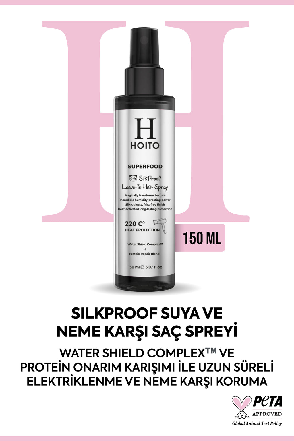 Su ve Neme Karşı Dayanıklı Isı Koruma Yoğun Parlaklık Kolay Tarama Sağlayan Saç Bakım Spreyi 150ml
