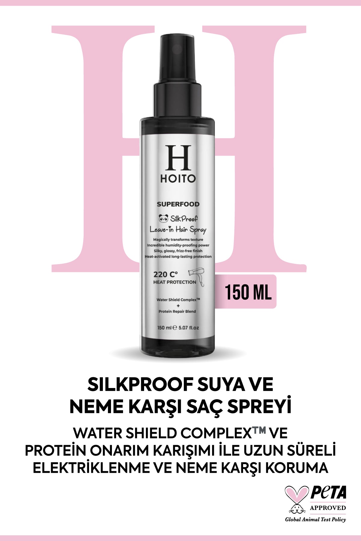 Su ve Neme Karşı Dayanıklı Isı Koruma Yoğun Parlaklık Kolay Tarama Sağlayan Saç Bakım Spreyi 150ml