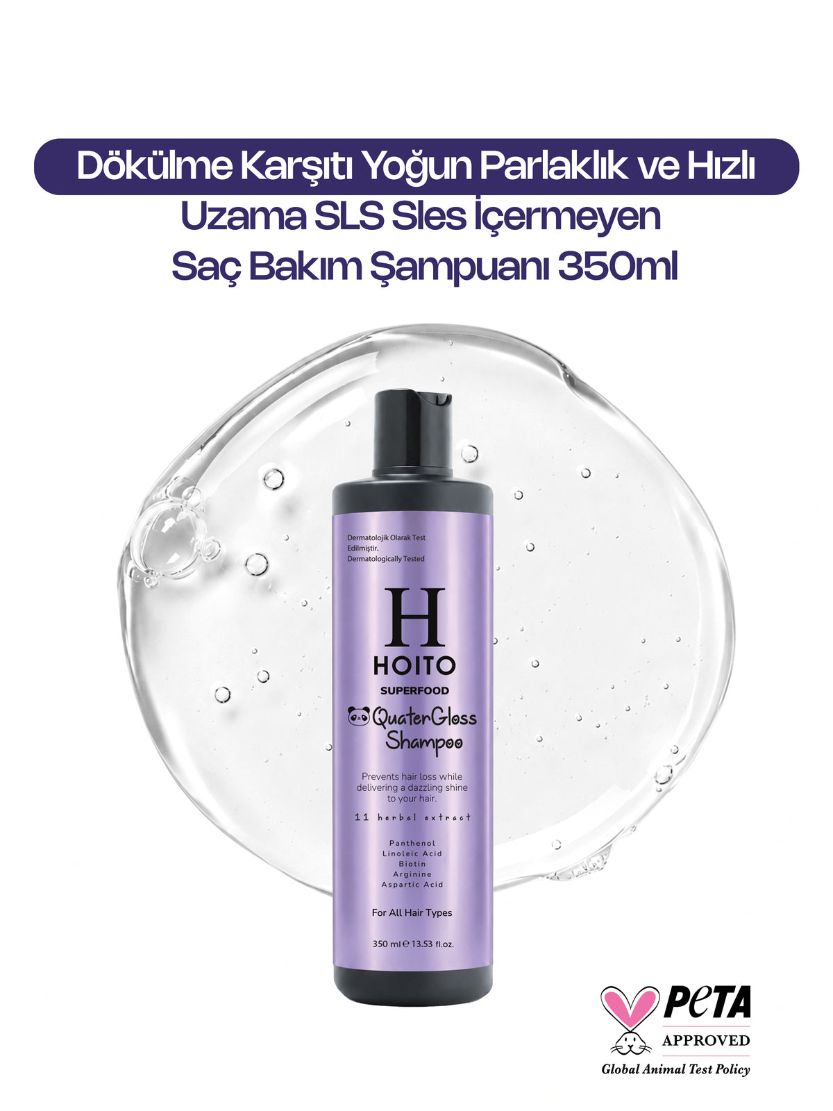 Dökülme Karşıtı Yoğun Parlaklık ve Hızlı Uzama Tuz SLS Sles İçermeyen Saç Bakım Şampuanı 350ml