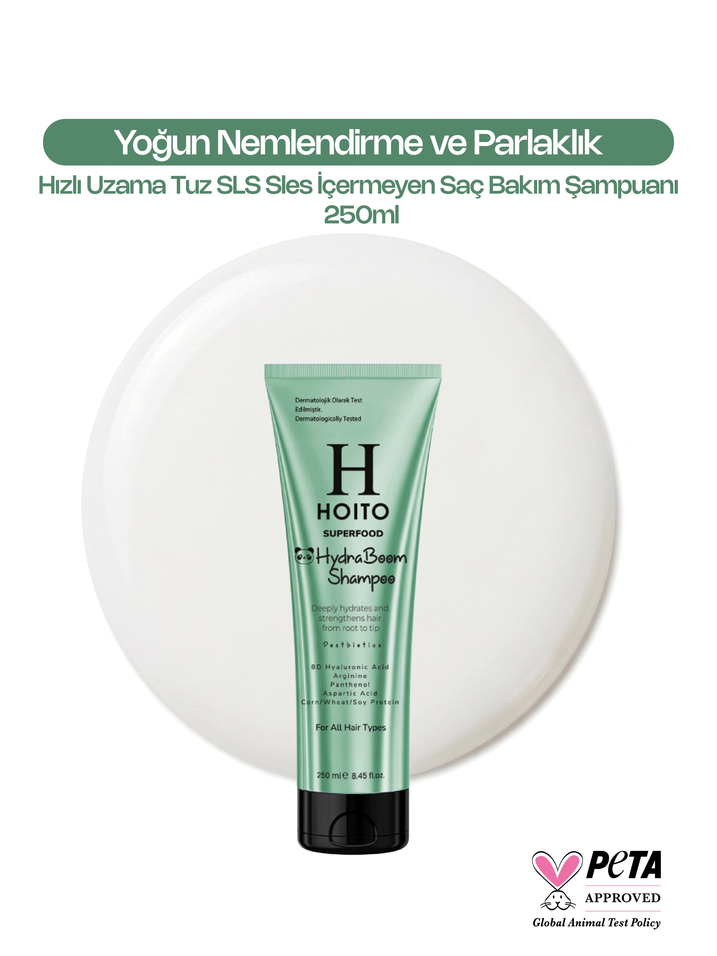 Yoğun Nemlendirme ve Parlaklık Hızlı Uzama Tuz SLS Sles İçermeyen Saç Bakım Şampuanı 250ml