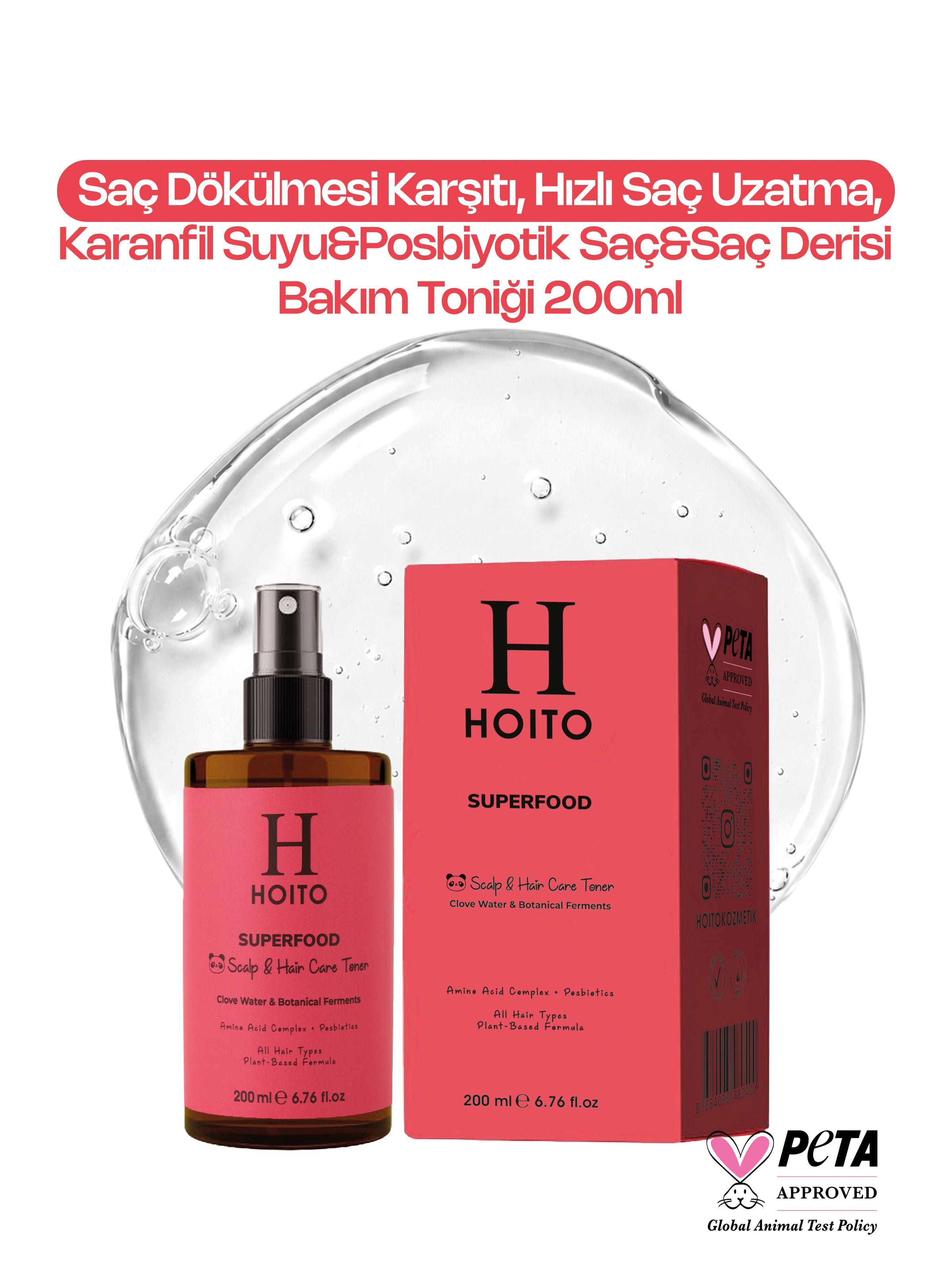 Saç Dökülmesi Karşıtı, Hızlı Saç Uzatma, Karanfil Suyu&Posbiyotik Saç&Saç Derisi Bakım Toniği 200ml